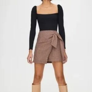 Aritzia Wilfred Herringbone Wool Cashmere Wrap Mini Skirt